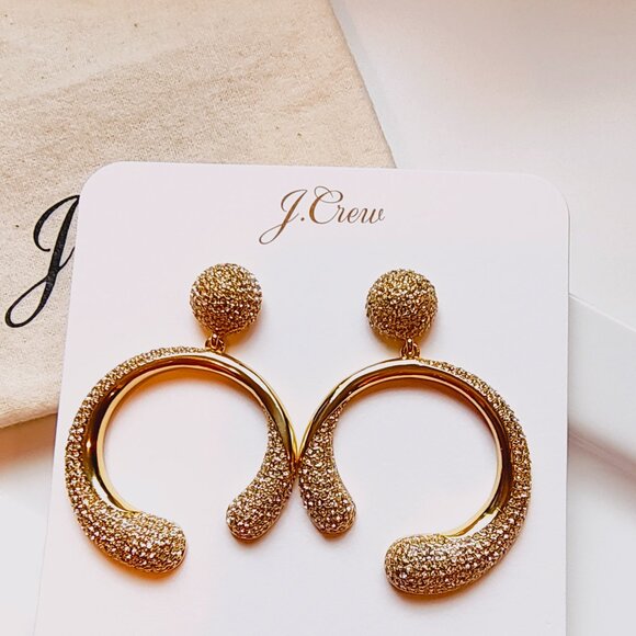J.CREW PAVE CRYSTAL CIRCLE EARRINGS - Picture 3 of 10